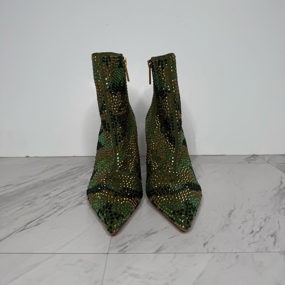 Kurt Geiger Belgravia Camo Rhinestone Pointy Toe Heeled Bootie 36.5 - Picture 2 of 15